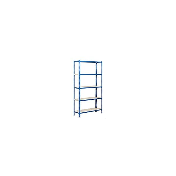 Certeo Metall-Schwerlastregal Simonclick | HxBxT 180 x 90 x 40 cm | Traglast pro Fachboden: 180 kg | Blau/Weiß…