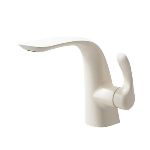 Robinet de lavabo de salle de bains blanc en laiton noble avec mitigeur monotrou durable