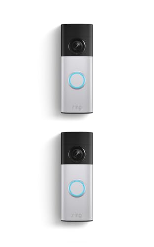 Image of Ring Battery Doorbell Plus (newest model), Retinal 2K with wide-angle video, up to 6x Enhanced Zoom, Night Vision, and Quick Release Battery Pack, 2-pack Nickel Silver