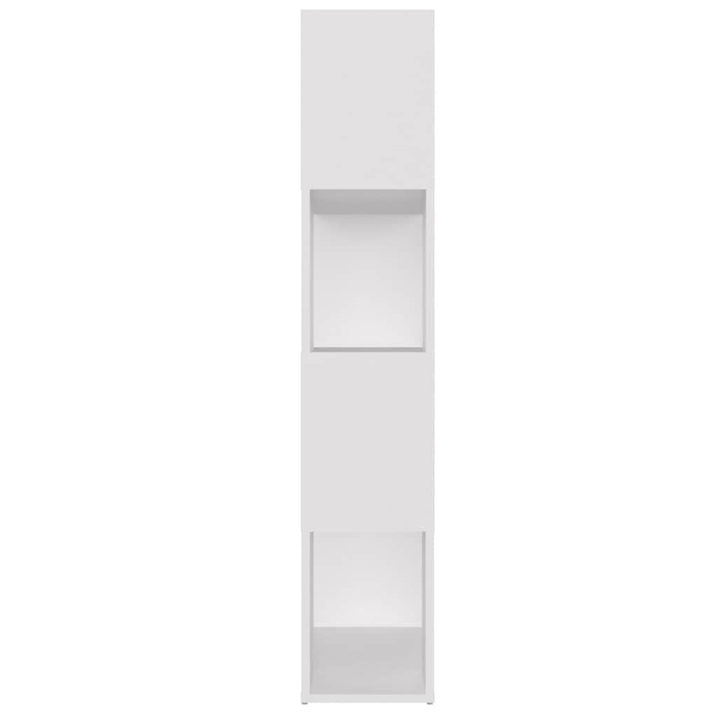 Bücherregal Raumteiler Weiß Holzwerkstoff 80x24x124,5 cm mit 4 Fächern, Stauraum für Bücher, Zeitschriften, Multimediageräte, Büroregal, Wandregal, Ordnung im Raum