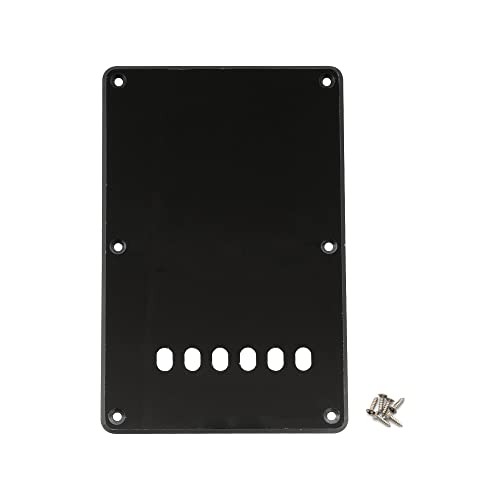 Musiclily 6 Hole ST Back Plate Tremolo Cavity Cover for China Squier Electric Guitar 1Ply Black