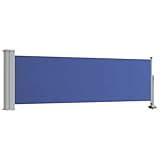 vidaXL Tenda da Sole Laterale Retrattile per Patio Privacy Automatica Schermo Parasole Frangivento 80x300 cm in Tessuto PU Blu Telaio in Ferro