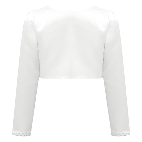 Kids Girls' Beaded White Bolero Shrug Open Front Cardigan for Flower Dress Cover Up2