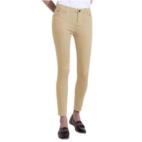AIDAYOU Stretch Work Casual Pants Skinny Leg 5 Pockets Color Khaki