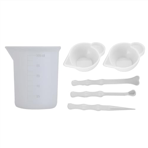 6x Silicone Measuring Cups for Epoxy Resin 100ml Mixing Cups Scraper Stirrers