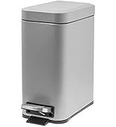 5 L/1.3 Gallon Slim Bathroom Trash Can and Toilet Brush, Small Garbage Can with Lid, Stainless St...