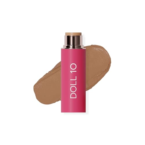 DOLL 10 NO. Peptide Blur Stick Foundation, Medium Buildable Coverage, Soft-Focus Pore Blurring, Hydrating Foundation for Mature & Textured Skin, Clean Beauty Makeup 0.29 oz – (Light/Medium)