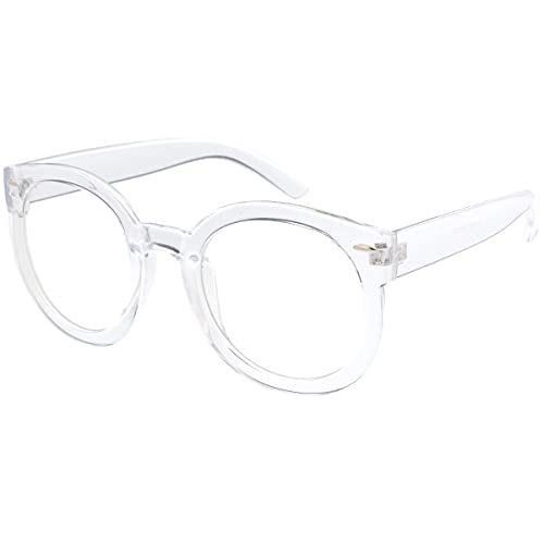 Image of zeroUV - Round Retro Oversized Sunglasses for Women with Colored Mirror and Neutral Lens 53mm