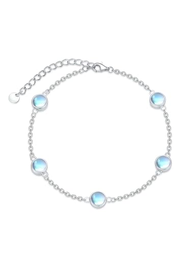 Image of Dorunmo Ankle Bracelet for Women 925 Sterling Silver Natural Stone Bracelet Anklet Summer Beach Jewelry Birthday Gifts for Mom