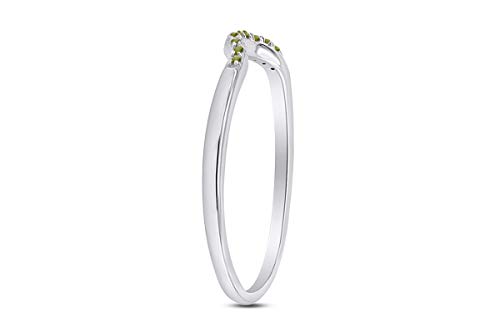 AFFY Round Cut Simulated Peridot Curved Wedding Band Ring in 14k Gold Over Sterling Silver3
