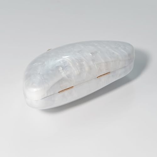 Image of Acrylic Shell Shaped Bag Luxury Marble Clutch Evening Purses for Women Glitter Handbag for Wedding Cocktail Party Prom