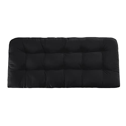 Downluxe Outdoor Chair Cushions, Waterproof Tufted Overstuffed U-Shaped Memory Foam Bench Cushion For Swing Loveseat Patio Funiture, 44" X 19" X 5", Black, 1 Pack #TOP1