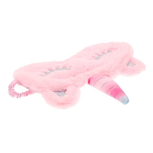 KOCKSHION ピンクふわふわ独角獣デザイン睡眠用アイマスク 軽量通気性プラッシュ素材 柔軟伸縮ストラップ 耳に優しい快適な遮光アイシェード