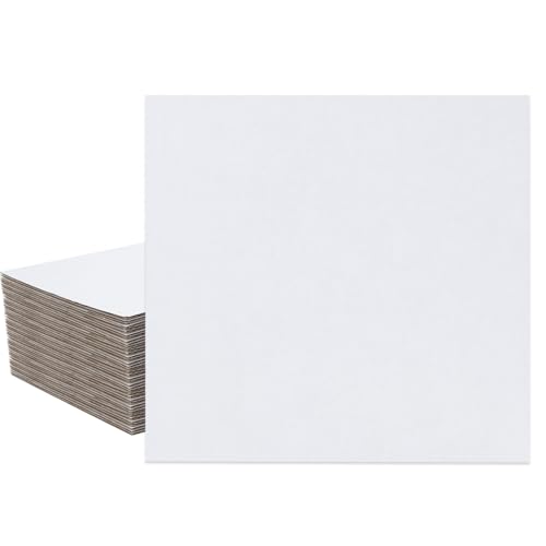 Image of 50 Pack 12x12 Inch White Corrugated Cardboard Sheets, Corrugated Cardboard Filler Insert Sheet Pads for Mailing, Pack Shipping, Cardboard Backing, Craft Card Board