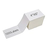 Immuson Fanfold 4 x 6 Direct Thermal Shipping Labels with Perforations, 1000 Labels, Permanent Adhesive, White Mailing Labels for Zebra Thermal Printer