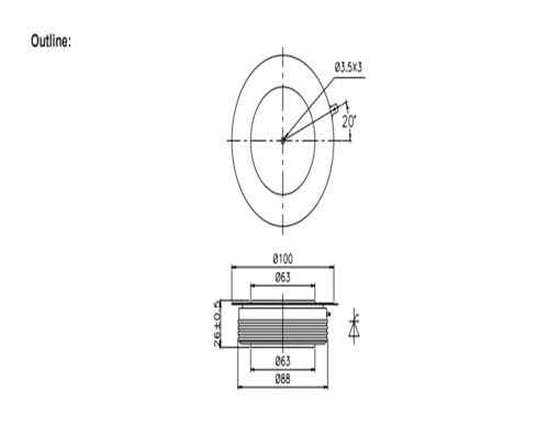 Thyristor Y70KPE KP2500A1400V isolation thermique haute tension - 4