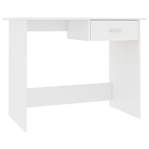 vidaXL Escritorio Contrachapada Casa Hogar Bricolaje Decoración Diseño Estilo Mobiliario Mueble Mesa Buró Pupitre Estudio Oficina 100x50x76cm Blanco