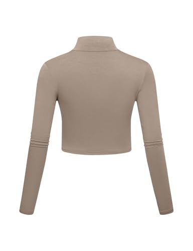 Image of Kindcall Lightweight Mock Turtleneck Crop Tops Long Sleeve Casual Base Layer for Women