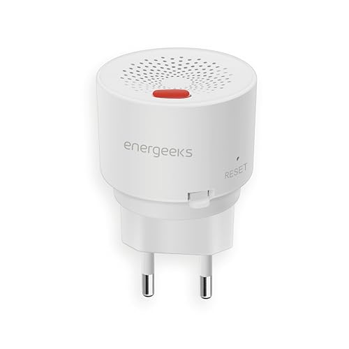Energeeks - Detector de Gas WiFi Inteligente - Conexión Directa 230V - Sensor de Gas Natural, Propano y Butano - Sirena Integrada - Notificaciones al Móvil - Compatible Smart Life y Tuya