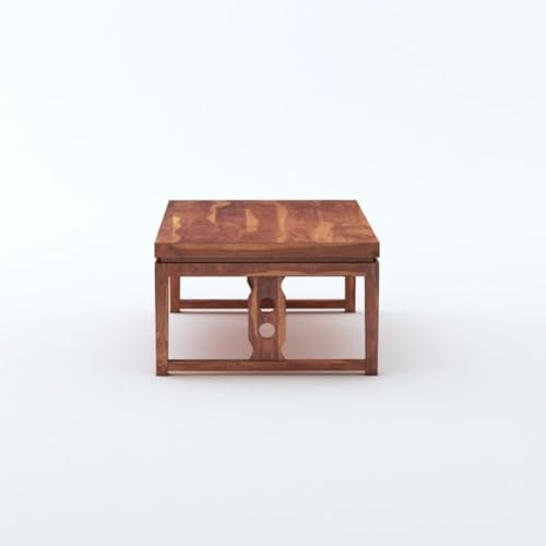 Image of MAMTA DECORATION Solid Sheesham Wood Coffee Table for Living Room | Wooden Center Table for Home, Hall, Office & Lounge | Modern Tea Table with Open Base Design |Rectangular Coffee Table, Honey Finish