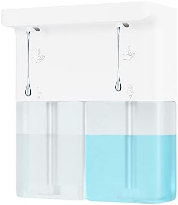 Double Outlet Automatic Soap Dispenser, 2 x 10.24 oz Touchless Rechargeable Shower Hand Soap Dispenser, IPX5 Waterproof Countertop or Wall Mounted for Bathroom Kitchen Sink Hotel