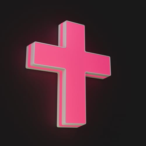 Image of Anrookie 3D LED Neon Cross Sign 9 x 8 in, USB-Powered Custom Neon Light with 5-Level Dimmer, 5 Color Options, Decorative Wall Art for Home, Bedroom, Church, Party, and Gifts (Blush Pink)