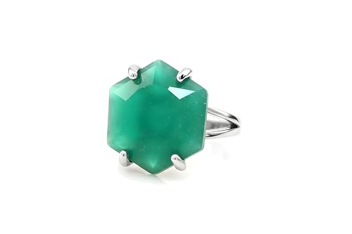 Bague Onyx Vert Anemone - Bague de fiançailles et mariage bohème pour femme
