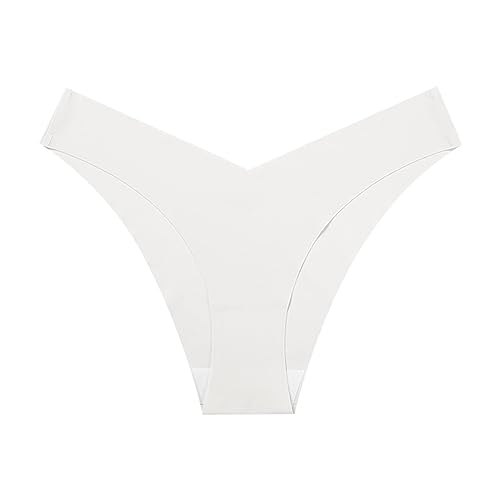 Cocila Bragas Sin Costuras Mujer Cintura Alta Braguitas Ropa Interior Invisibles De Fitness En Forma V Seda Hielo Color Liso Algodón para (White, M) Rojas Fin Año Tallas Grandes Braga Faja