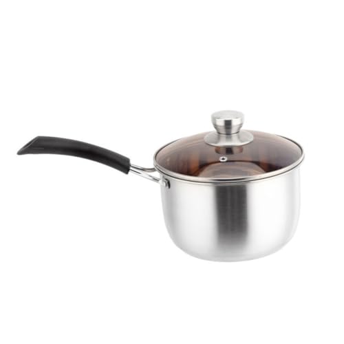 Mikikit Cacerola Inoxidable con Tapa y Mango Olla Gruesa para Sopa y Leche para Cocina de Inducción y Menaje Práctico para Hogar