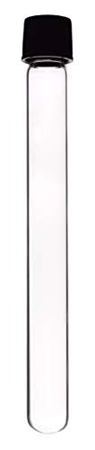 12PK Test Tubes, 20ml - Bakelite Screw Cap with Rubber Liner - Borosilicate 3.3 Glass - 5.9\" x 0.6\" - Round Bottom - Leak Proof - Eisco Labs - Thumbnail 2