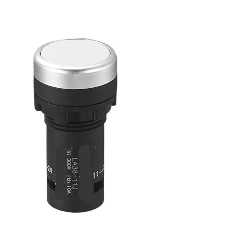 Interruptor pulsador LA38-11J de reinicio automático 22mm cabeza plana blanca 2