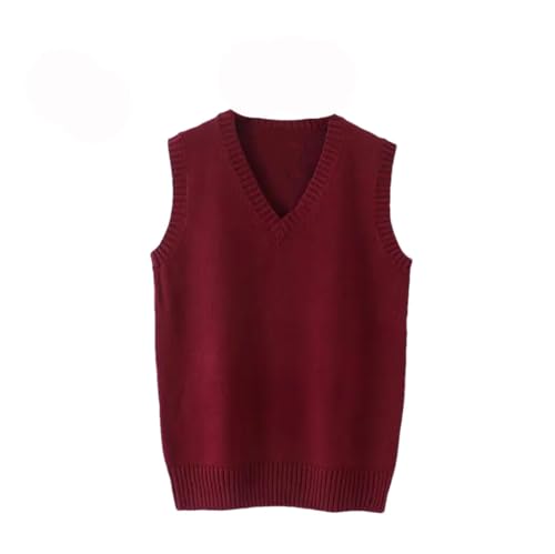 Men’S V-Neck Sleeveless Sweater Vest School Uniform Style Solid Knit Pullover