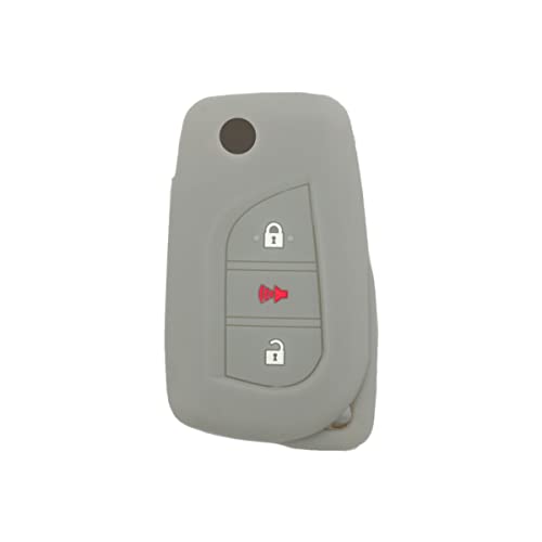 BROVACS Silicone Cover Protector Case Holder Skin Jacket Compatible with TOYOTA Corolla iM Camry C-HR RAV4 SCION iM 3 Button Flip Remote Key Fob CV4424 Grey - Image 3