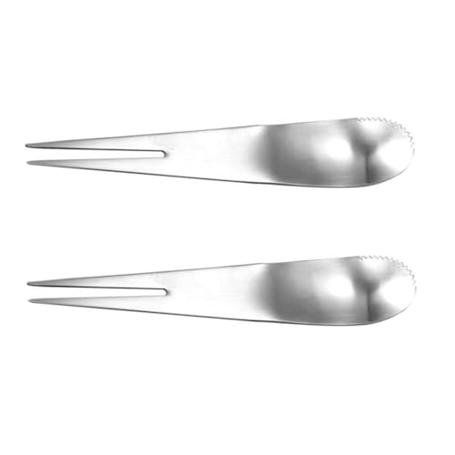 BEBEMOKO 2Pcs Stainless Steel Dessert Forks and Fruit Puree Scrapers Integrated Tableware Simple Design Easy to Clean for Family Gatherings and Afternoon Tea