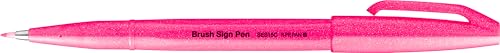 Pentel SES15C-FPX Brush Sign Pen Neon Pink Fibre Tip Brush Like Tip Pack of 10 - Image 3