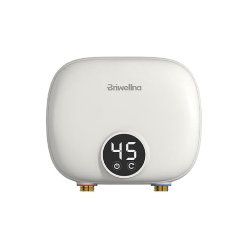 Briwellna 5,5 KW Calentador de Agua Eléctrico,220V Termo Eléctricos con Indicador LED de Temperatura, Calentadores de Agua Sin tapón, Resistente a La Presión, Apto Para Lavabos, Cocinas, Fregaderos