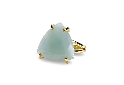 Bague aigue-marine en or 14k avec gravure personnalisée et écrin offert