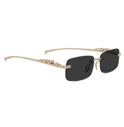 Image of IFLASH MC STAN Metal Plated Temple Vintage Rimless Sunglasses Retro Luxury Frameless Shades Rectangle Colored Lens Sun Glasses