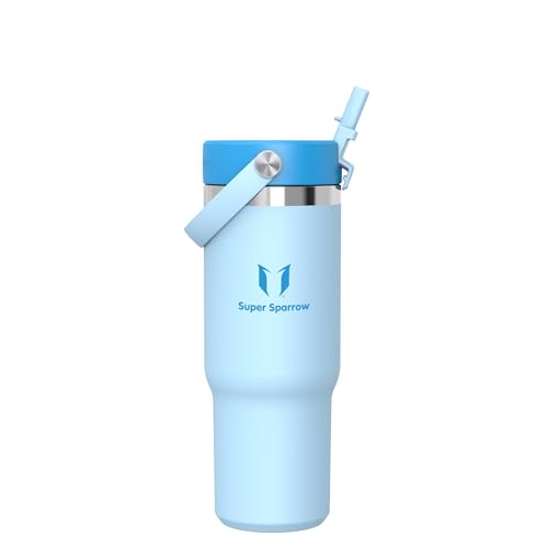 Sparrow Stainless Steel Drinking Bottle - Twistpath Thermos Flask with Flex Straw Lid - 620 ml - BPA-Free Thermal Mug  Leak-Proof Thermos Flask - Compatible with Standard Car Drink Holders