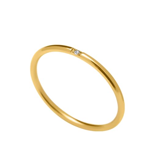 Image of PALMONAS Women's Smooth Thin Stacking Gold Ring | Minimal Demifine Jewelry | Waterproof Tarnish Proof | Lightweight Skin Friendly | Elegant Daily Wear | Gift for Girlfriend Women & Girls