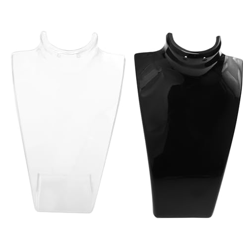 BESPORTBLE 2 piezas Soporte para Collares y Busto Expositor de Joyas Acrílico Negro y Transparente Organizador Estable para Exhibición de Colgantes y Pulseras Hogar y Tienda