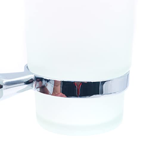 WANGCL Toothbrush Glass Tumbler with Holder Stainless Steel Chromed (Single Tumbler), Gray - Image 4