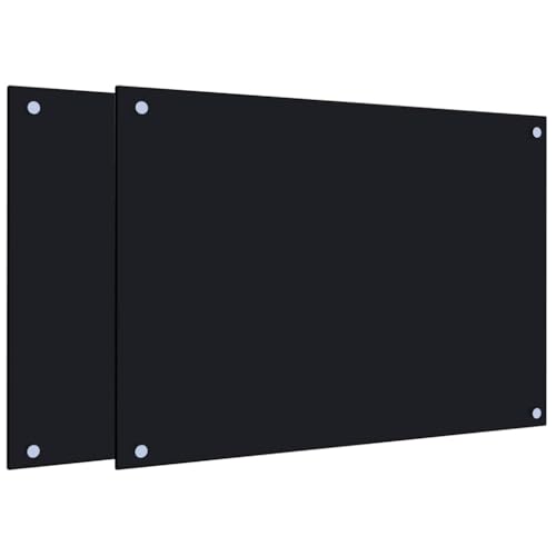 vidaXL Küchenrückwände 2 STK. Schwarz 70x50 cm Hartglas, Rückwand, Rückwand für Küche, Rückwand aus Glas, Rückwände, Spritzschutz