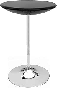 Jasmine Bar/Cocktail Fixed Height 110cm High Table with Stainless Steel Base for Party Home Kitchen Bar Restaurant (White, Black) (Black)