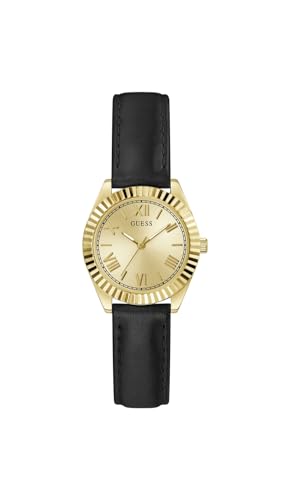 GUESS - Reloj analógico de Cuarzo con Correa de Piel GW0761L1, Negro/champán, clásico, Negro/Champ, Clásico