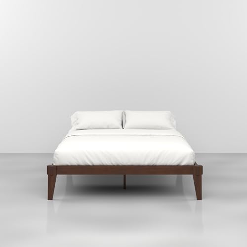 Bme EEVL1 Chalipa 14 Inch Queen Bed Frame - Solid Wood Platform Bed - Japanese Joinery Bed Frame - Wood Slat Support - No Box Spring Needed - Easy Assembly - Minimalist & Modern Style, Walnut thumb #2
