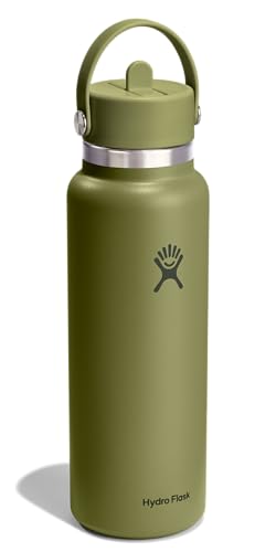 Image of Hydro Flask Water Bottle - Insulated Stainless Steel - Wide Straw Lid, Non Spill, Leakproof in 40 Oz Palmer Green