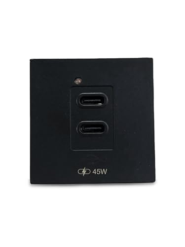 Image of MX 45W PD GaN Charger - Dual USB-C Fast Charging Adapter, 45W Power Delivery USB-C Wall Charger, Compact 45x45 mm Modular Socket for Phone, Tablet & Laptop, Portable USB-C Charger USB-C + USB-C