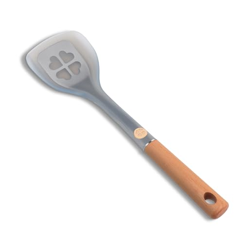 Cooking Silicone Spatula,600°F Heat Resistant Spatulas for Nonstick Cookware,Food Grade Silicone Spatula+Stainless Steel Core with Wooden Handle for Egg,Pancake,Fish,Cookie