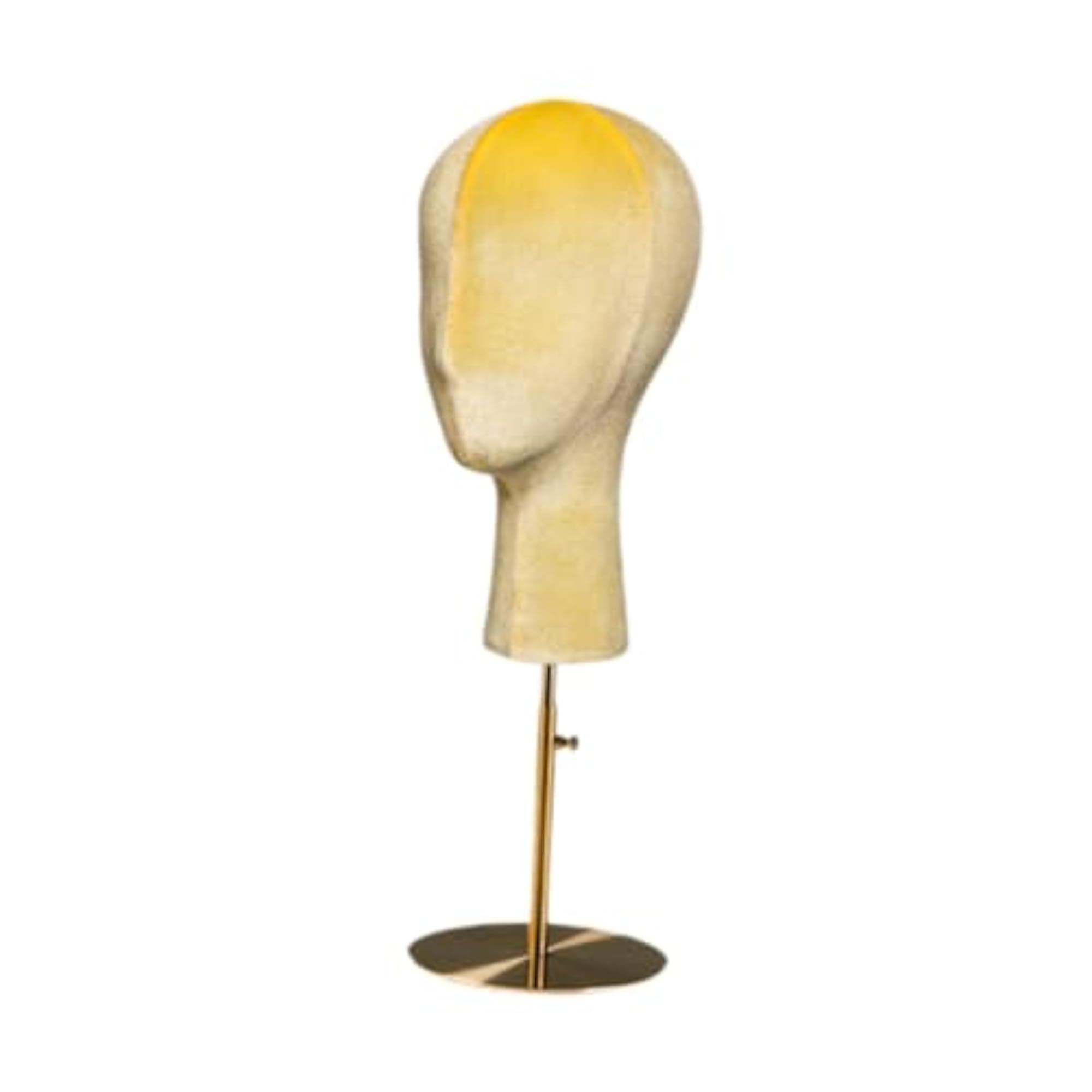 Hat Display Stand with Stable Mannequin Head, Yellow and Gold Base
